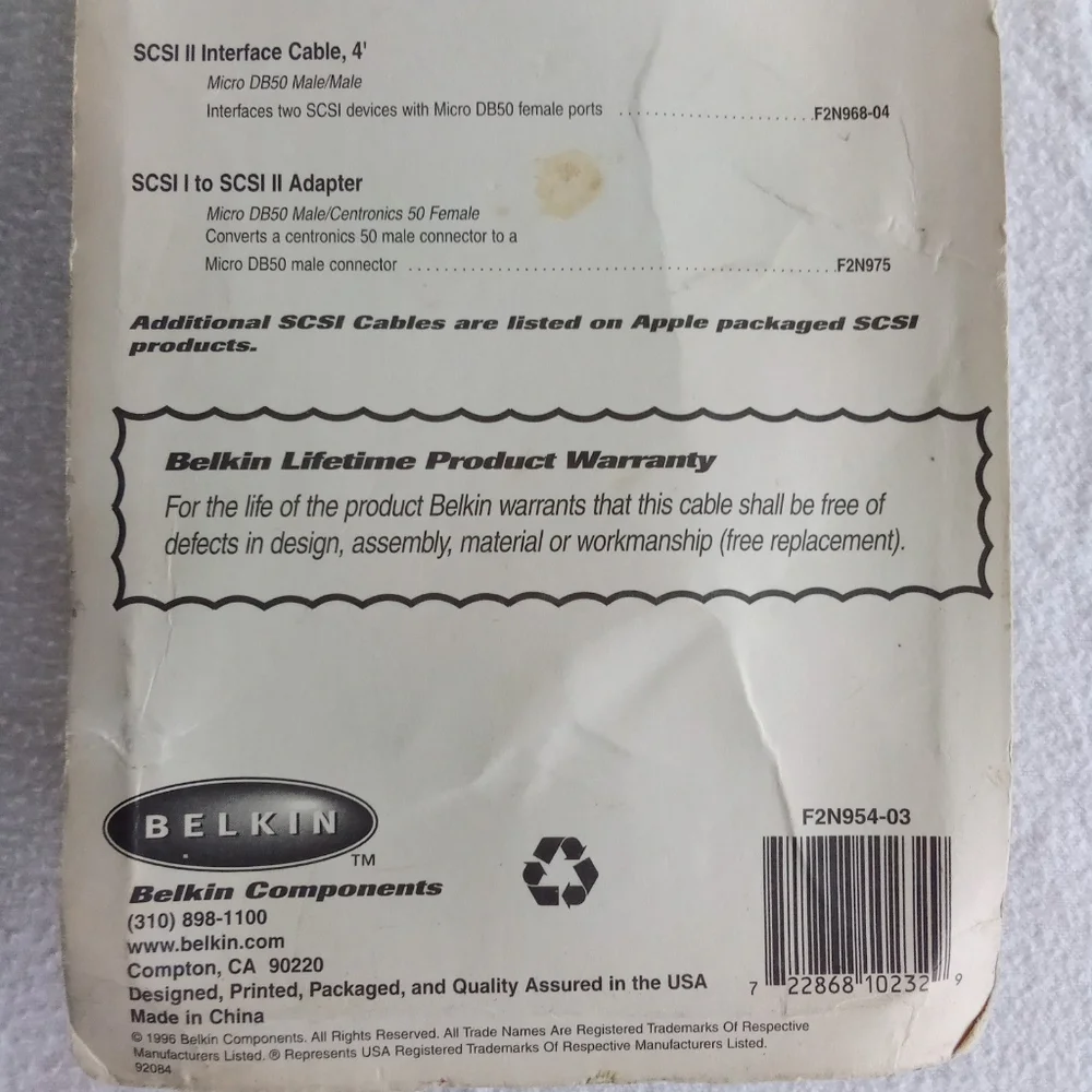 NEW Apple Compatible 3' SCSI Cable BELKIN Pro Series